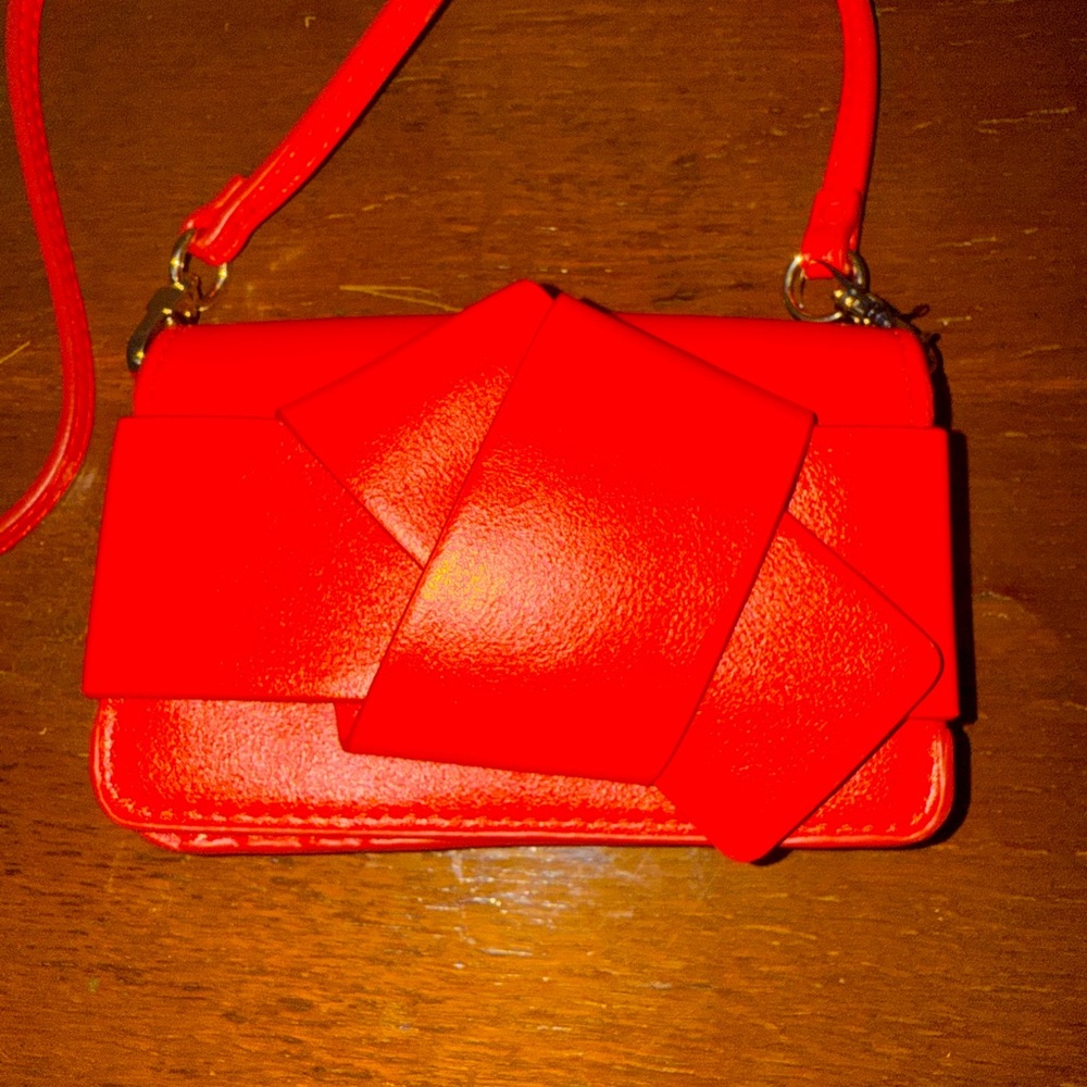 Vibrant Red Leather Crossbody Bag Holidays, cocktail valentines Christmas